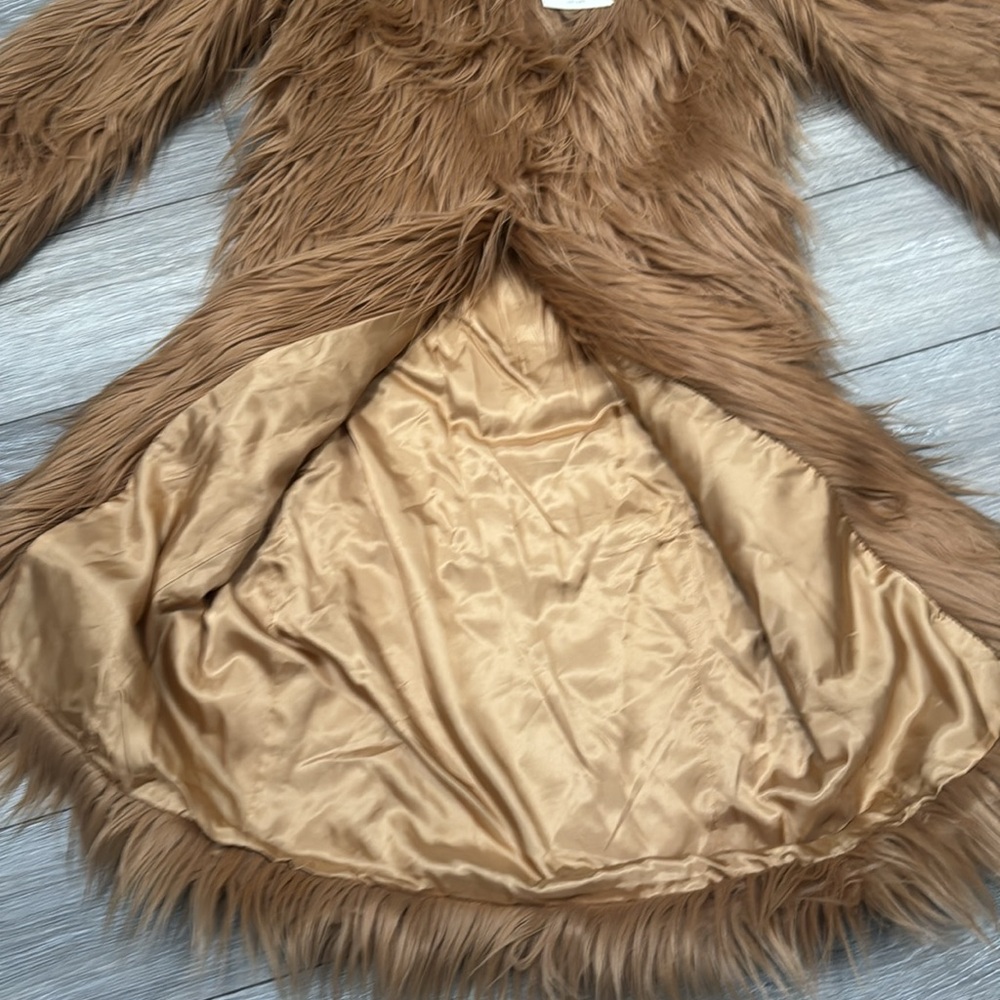🆕 Zara Studio Faux Fur Maxi Coat – Camel Brown l Statement Coat – NWT - Picture 15 of 15